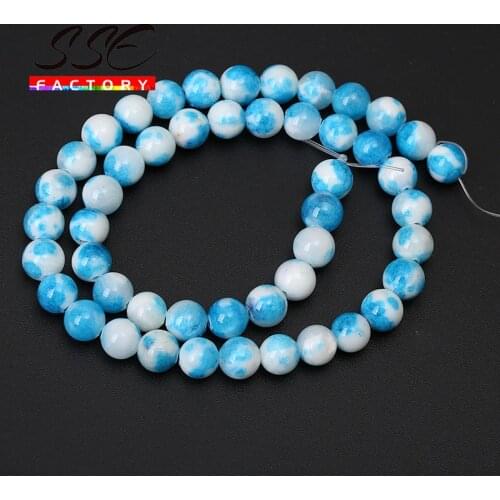 Blue Persian Jades Natural Gem Stone Beads Round Loose Spacer Beads 15"Strand 6/8/10/12MM For Jewelry Making DIY Charms Bracelet
