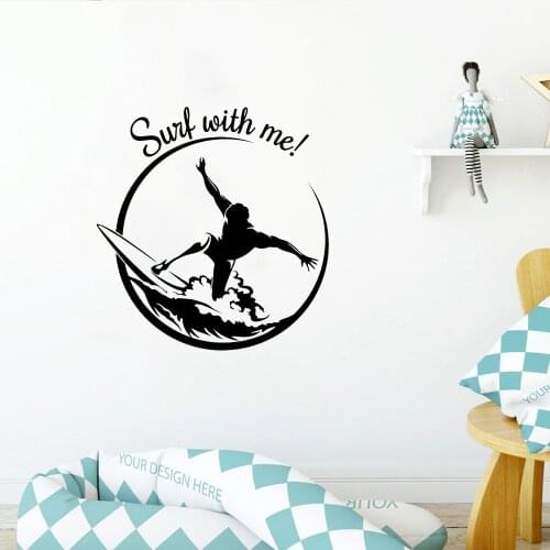 Surf Wall Decal Extreme Sport Teen Room Decoration Motivational Surfing Quote Vinyl Wall Stickers Livingroom Home Decor Z265
