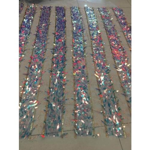 Xx354# 2 color sequins embroidery, vertical stripe large evening dress fabric for bridal wedding dress/sawing Free shipping