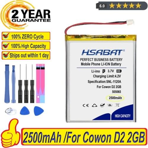 Top Brand 100% New 2500mAh Battery for Cowon D2 2GB, D2 4GB, D2 8GB, D2 Plus 16gb Batteries + free tools
