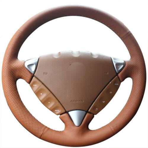 Top Leather Steering Wheel Hand-stitch on Wrap Cover For Porsche Cayenne 2007-10