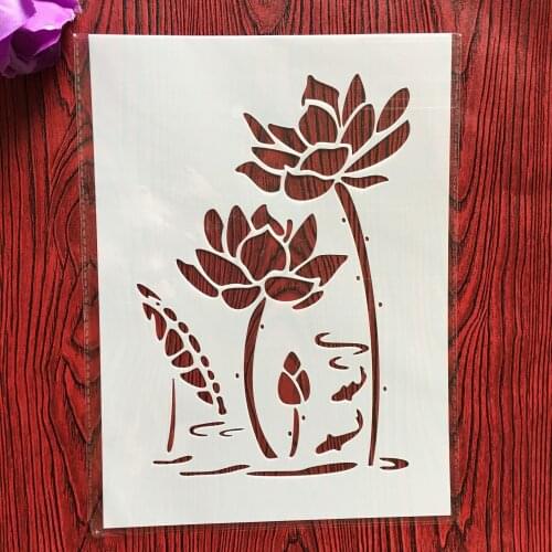 A4 29 * 21cm Lotus flower DIY Stencils Wall Painting Scrapbook Coloring Embossing Album Decorative Paper Card Template,fabric