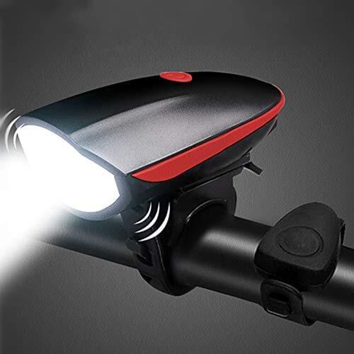 USB Rechargeable Bike Light Waterproof with Loud Horn LED Cycling Headlight with 3 Lighting Modes 5 Sounds Bike Horn Front Light