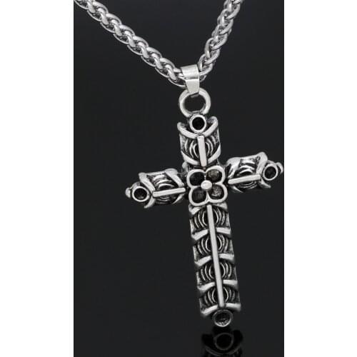 Vintage Silver Plated Viking Cross Carved Necklace Scandinavia Arrow Pirate Long Chain Necklace Men Women Retro Jewelry Gifts