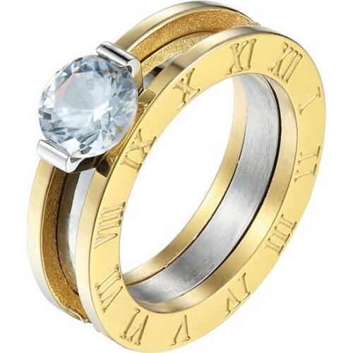 Top Quality Classic Design Can Be Broken Down Into Two Stainless Steel Woman Crystal Rings Lovers Brands Jewelry Rings For Woman