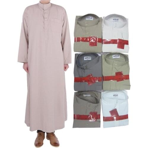 High quality muslim men Jubba Thobe,mens thobe Kaftan Jubba islamic Apparel men dress YM005