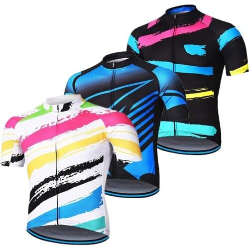 Summer Bicycle Women Cycling Jersey Print Colorful Stripe Graphic Women Cycling Jersey Short Sleeve Downhill Ciclismo Bmx Shirts