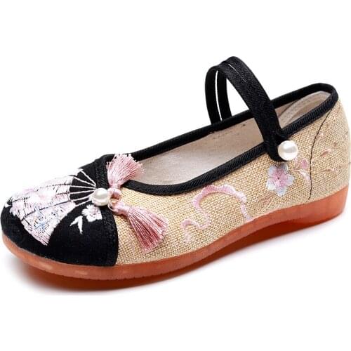Retro Jacquard Embroidered Ladies Handmade Elegant Ballet Flats With Tassel Women Comfort Ballerine Femme Flat Shoes