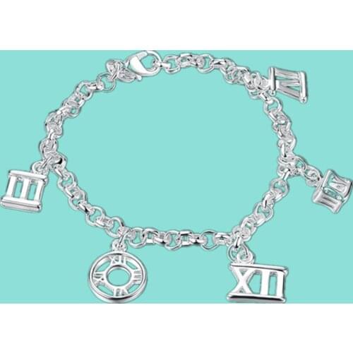 925 Sterling Silver Five Roman Numerals Bracelet For Women Charm Wedding Party Fashion Jewelry Gift