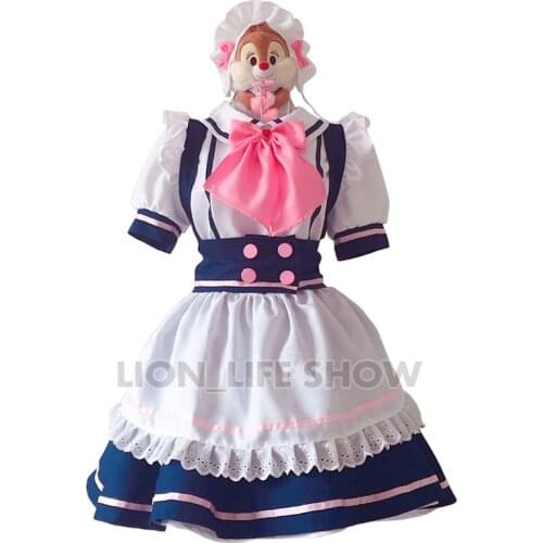 Halloween Damen Blau Rosa Lolita Apron Dress Maid Halloween Party Cosplay Costume Girls maid coffee house Uniform Free Shipping