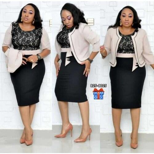 HGTE African womens two-piece large size jacket mother dress Business work office elegant dress