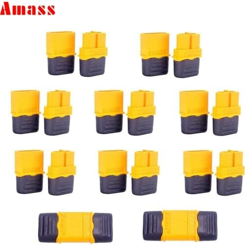100Pairs Amass XT60H Plug Male and Female 3.5mm golden Plated Bullet Connectors with Lock Protective Sleeve for RC Lipo Battery