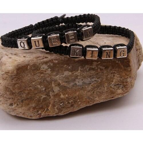 2pcs/pair Couple Bracelets King And Queen Hand-woven Rope Bracelet Lovers Gift Charm Braided Bracelets Accessories