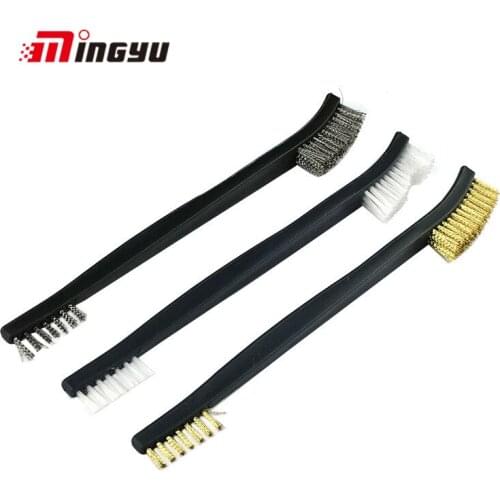 3pcs Steel Mini Wire Polishing Brush Double End Metal Cleaning Rust Brush Auto Gas Stove Accessories Pipes Cleaning Tools