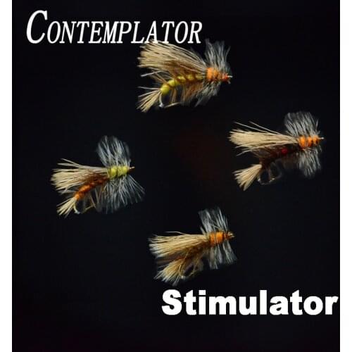 5pcs 10#-12# Stimulator go-to attractor large dry flies 4styles high floating fly imitating caddis/stonefly fly fishing flies