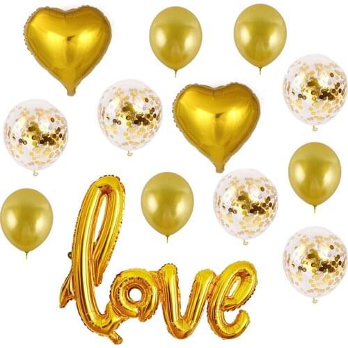 6 Sets Romantic Latex Balloons Heart Shaped Love Foil Balloon for Valentines Day Wedding Birthday Decorations Kit Wholesale X2