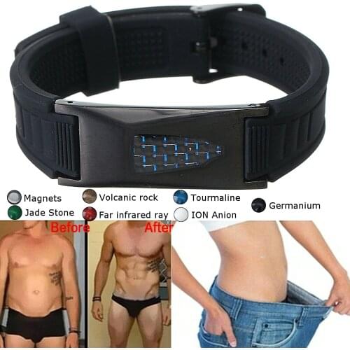 7 in 1 Titanium Magnetic Energy Armband Healthy Bio Bracelet Silicone Belt Black