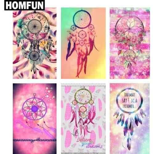 HOMFUN Full Square/Round Drill 5D DIY Diamond Painting "Indian Dream feather" 3D Embroidery Cross Stitch 5D Decor