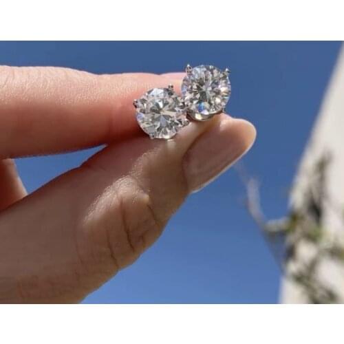 Big Round 5-9mm Simulated Diamond Wedding Earrings for Women Men Jewelry female Classic 925 Sterling Silver Stud Earrings gift