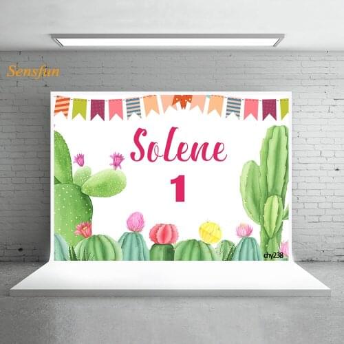 LEVOO Photography Background 1st Birthday Party Cactus Flowers Photographic Backdrop Photo Background Shoot Props Photobooth
