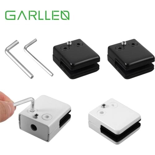 GARLLEN 8Pcs Square Glass Clamp 304 Stainless Steel White/Black Glass Clamp Bracket Clip Holders For 8-10mm Balustrade Staircase