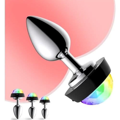 Voice Control LED Metal Anal Plug Remote Control Anal Vibrator Sex Toys for Couples Dildo Butt Plug Anal Beads Prostate Massager