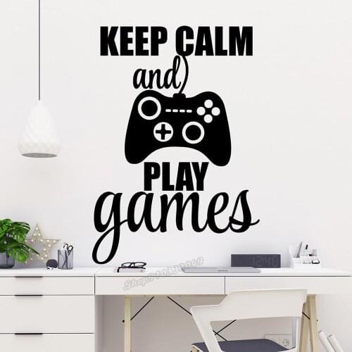 Game gamer wall decal playroom decor keep calm and play games Wall Sticker joystick decal teen boy room decor gamer gift B100
