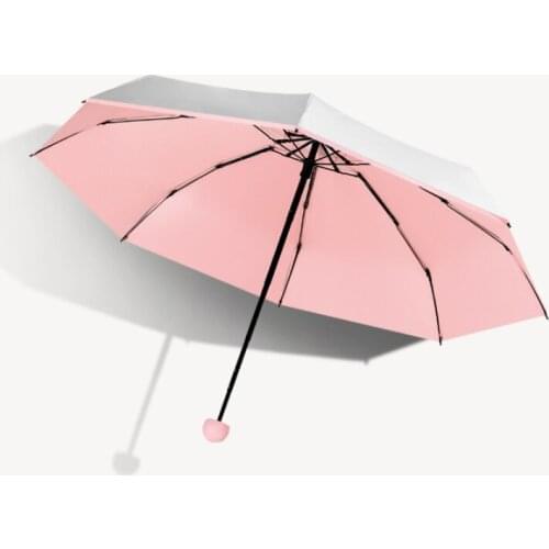 Ins Cute Lady Sunny And Riany Five Floding Blackcoating Feather Umbrella