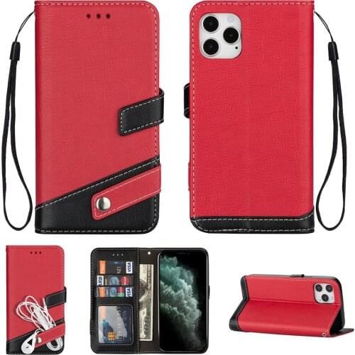 Stitching Leather Case for IPhone 11 Pro Max X Xr Xs 8 7 6 6s Plus 12 Mini Wallet Flip Card Holder Stand Phone Cases Funda Cover