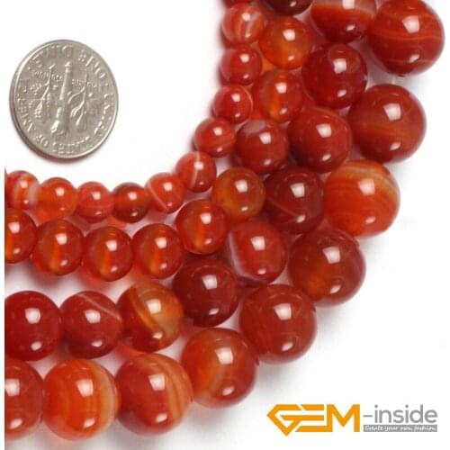 Red Sardonyx Stripe Agates Round Beads For Jewelry Making Strand 15" DIY Bracelet Necklace Jewelry Bead 6mm 8mm 10mm 12mm 14mm