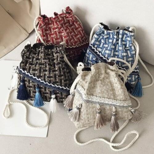 Summer Messenger Bag Women 2021 New Ethnic Style Tassel Bucket Bag Wild Drawstring Shoulder Bag Chain Bag