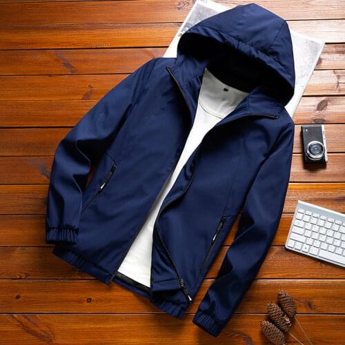 Spring and Autumn Fashion Casual Thin Jacket Mens Solid Color Zipper Cardigan Hooded Jacket Street Style Plus Velvet Jacket Men