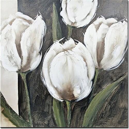 Wall Decoration Tulip Flowers Oil Painting Wall Decorative Hanging Picture Art Pure Handmade Paintings Artwork For Bedroom Decor