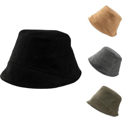 Bucket hat unisexy New Fashion Four Seasons Everyday Leisure Warm Unisex Suede Ear Protector Fisherman Bucket Hat Basin Cap 2021