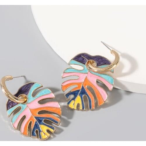 Pauli Manfi Fashion Metal Dripping Coconut Tree Leaf Earrings Womens Popular Simple Dangle Earrings Party Accessories