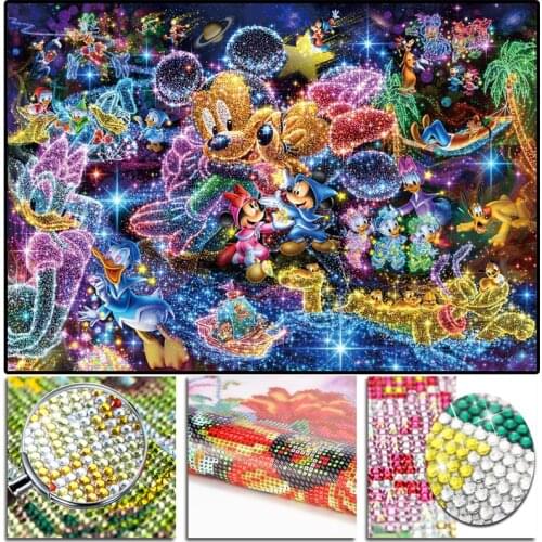 Full 5D Crystal Round Drill Diamond Painting "Dis Mouse" DIY Diamond Embroidery Cross Stitch Mosaic Rhinestone Decor