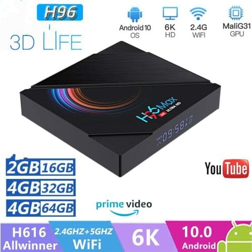 H96 Max H616 Smart TV Box Android 10 4GB RAM 64GB 1080p 6K BT Play Store Youtube H96Max Media Player Set top Box
