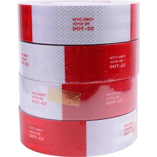 Reflective Conspicuity Tape 2" x 150' Red/White DOT NTC5807 Reflective Vinyl and Reflective Trailer Tape Printing DIY