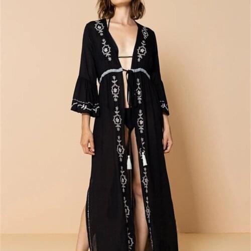 Tunic Beach Kaftan Plus Size Cover Ups Swimsuit Cardigan Long Womens Swimming Dress Swim Summer Bathing Suit Print Salidas Playa