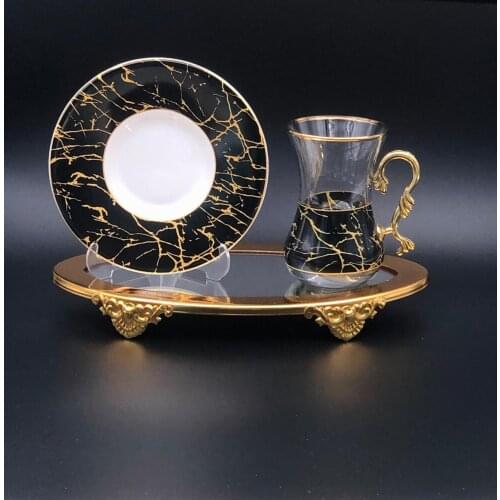 Turkish 6 person tea and coffee presentation set 6 person elegant elegant presentation with coffee set pattern