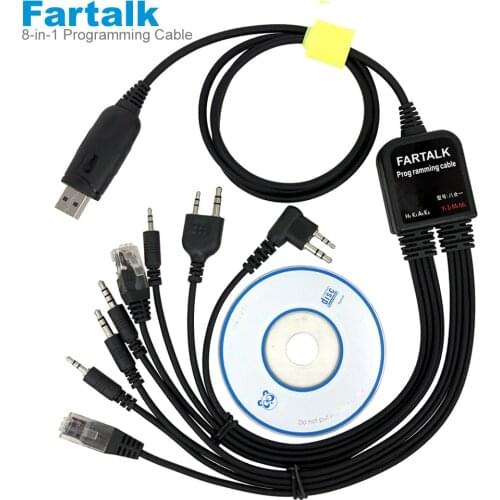 8 in 1 USB Programming Cable for Baofeng UV-5R Motorola A10 GP88s GM300 Kenwood TK3207 YAESU VX-3R HYT TC-510 ICOM IC-V8 Radio