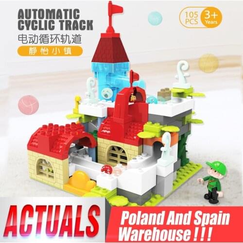 Yeshin Marble Race Run Block The Town Compatible With Duplped Building Blocks Big Size Bricks DIY Toys Gifts For Kids