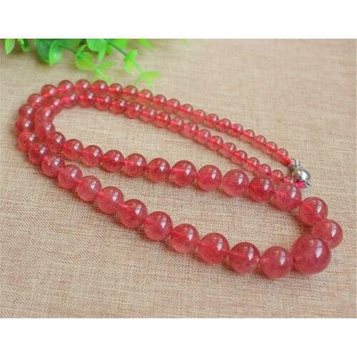 5-16mm Natural Ice Strawberry Quartz Crystal Beads Woman Necklace AAAA