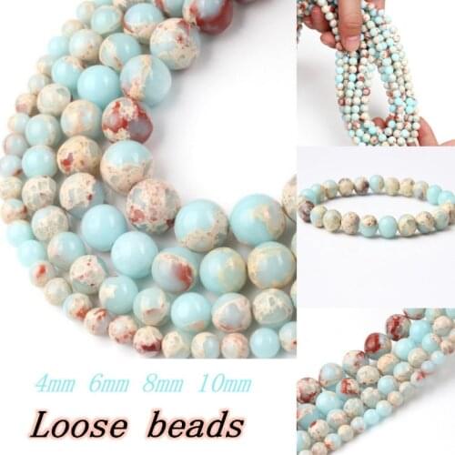 Snakeskin Blue Loose Beads 4 6 8 10 MM Size for Jewelry Making