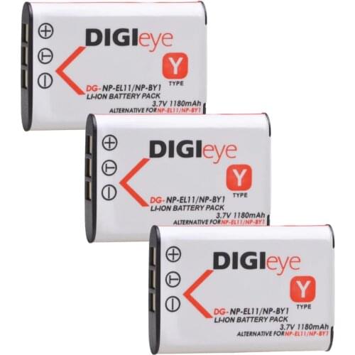 3pcs 1180mAh EN-EL11 Battery for NP-BY1 EN-EL11 LI-60B and Sony Action Cam Mini HDR-AZ1 Nikon Coolpix S550 S560 Olympus FE-370