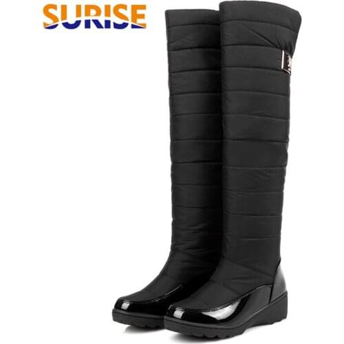 2021 Winter Thigh High Women Snow Boots Blue Black Waterproof Down Round Toe Wedge Platform Ladies Warm Fur Long Over Knee Boots