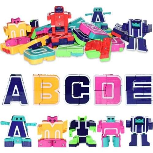 26 Letter Deformation Robots For English Version Novelty Machine Toys Team Intelligence Suit For Children Educational Toys