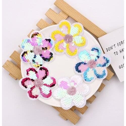 50pcs/lot EmbroideryPatche Letter Clothing Decoration Accessories Sequin Flowers Diy Iron Heat Transfer Appliques for Clothing