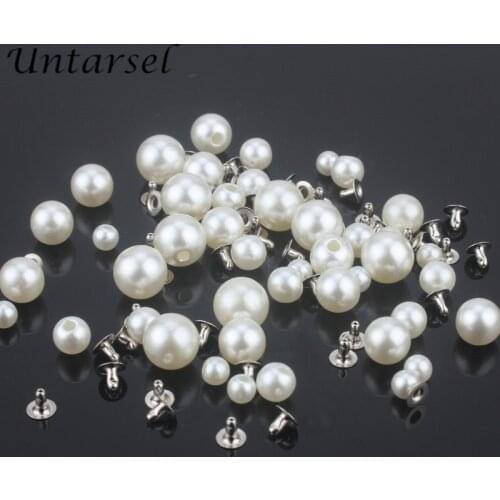 6mm-16mm All Sizes Collected Imitation Pearls Studs High Quality Ivory White Rivets For Leathercrafts Bracelet Jewelries DIY