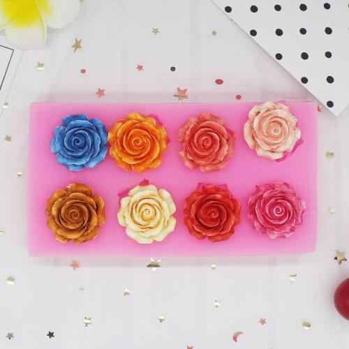 8-hole rose flower aromatherapy plaster decorated with wax chocolate silicone mold P355